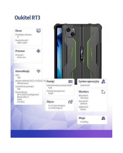 Планшет Oukitel RT3 4/64GB Green (RT3-GN/OL)