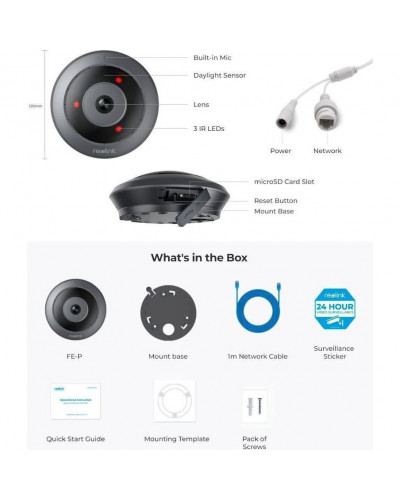 IP-камера видеонаблюдения Reolink Fisheye Series P520 FE-P (1.98 мм)