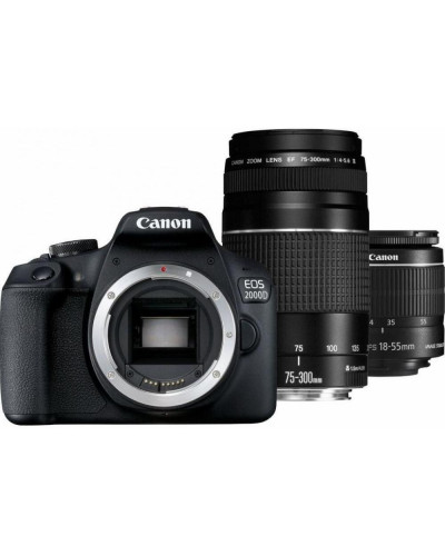 Дзеркальний фотоапарат Canon EOS 2000D kit (18-55 + 75-300) (2728C021)