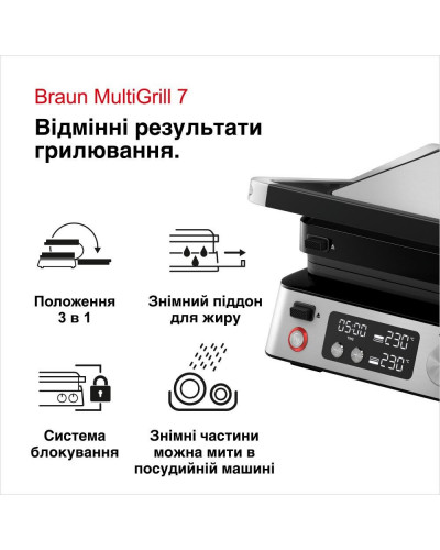 Электрогриль прижимной Braun MultiGrill 7 CG 7040