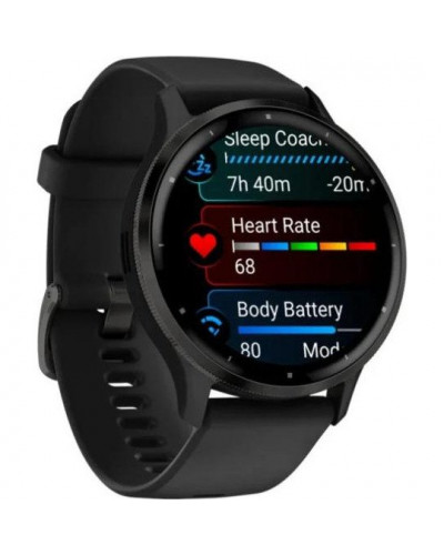 Смарт-годинник Garmin Venu 3 Slate Stainless Steel Bezel with Black Case and Silicone Band (010-02784-01/51)