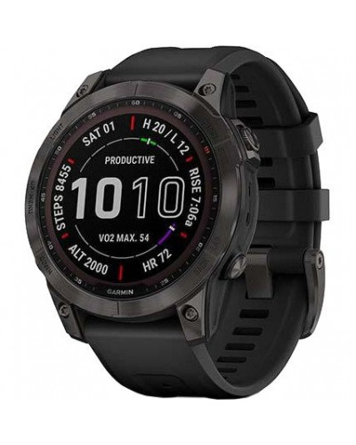 Смарт-годинник Garmin Fenix 7 Sapphire Solar Carbon Gray DLC Titanium with Black Band (010-02540-20/21)