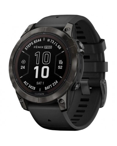 Смарт-годинник Garmin Fenix 7 Pro Sapphire Solar Carbon G. DLC Tit. with Black Band (010-02777-10/11/54)