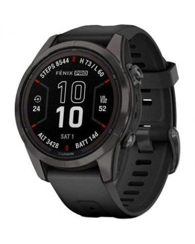 Смарт-годинник Garmin Fenix 7S Pro Sapphire Solar Carbon G. DLC Tit. with Black Band (010-02776-10/11/54)