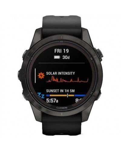 Смарт-годинник Garmin Fenix 7S Pro Sapphire Solar Carbon G. DLC Tit. with Black Band (010-02776-10/11/54)