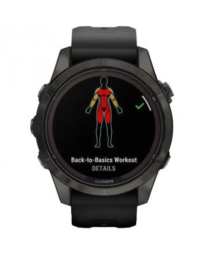 Смарт-годинник Garmin Fenix 7S Pro Sapphire Solar Carbon G. DLC Tit. with Black Band (010-02776-10/11/54)