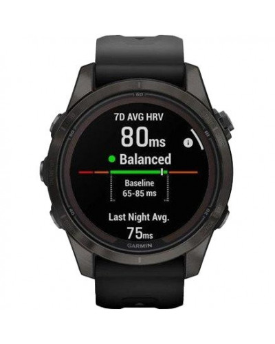 Смарт-годинник Garmin Fenix 7S Pro Sapphire Solar Carbon G. DLC Tit. with Black Band (010-02776-10/11/54)