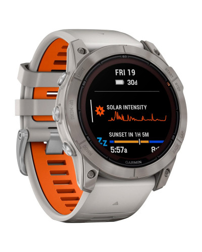 Смарт-годинник Garmin Fenix 7X Pro Sapphire Solar Titanium w. Fog Gray/Ember O. Band (010-02778-14/15/64)