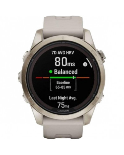 Смарт-годинник Garmin Fenix 7S Pro Sapphire Solar Soft Gold w. Light Sand Band (010-02776-14/15)