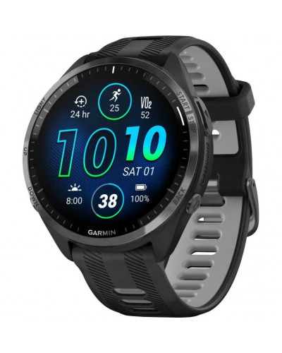 Спортивний годинник Garmin Forerunner 965 Carbon Gray Titanium Bezel w. Blk Case and Blk/Powder Gray S. Band (010-02809-00/10/8