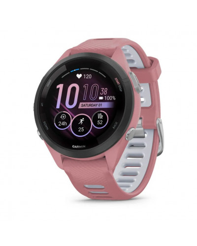 Смарт-часы Garmin Forerunner 265S Black Bezel w. Светлый коричневый случай и яркий фонарь/Whitestone S. Band (010-02810-05/15/55