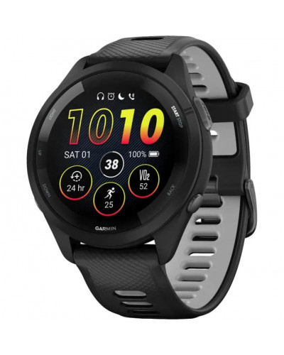 Смарт-годинник Garmin Forerunner 265 Black Bezel and Case w. Black/Powder Gray Silicone Band (010-02810-00/10/50)