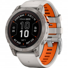 Смарт-годинник Garmin Fenix 7 Pro Sapphire Solar Titanium w. Fog Gray/Ember O. Band (010-02777-20/21)