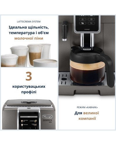 Кавомашина автоматична Delonghi Dinamica Plus ECAM 370.95.T