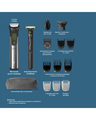 Машинка для стрижки + тример Philips Multigroom All-in-One Trimmer Series 9000 15in1 MG9552/15