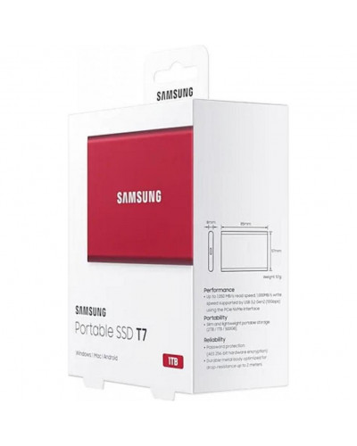 SSD накопитель Samsung T7 1TB Red (MU-PC1T0R/WW)