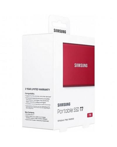 SSD накопитель Samsung T7 1TB Red (MU-PC1T0R/WW)