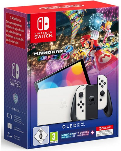 Портативная игровая приставка Nintendo Switch OLED with White Joy-Con Mario Kart 8 Deluxe Bundle