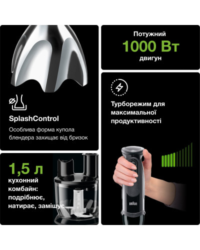 Занурюваний блендер Braun MultiQuick 5 Vario MQ 5277 BK