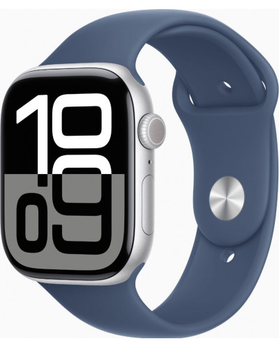 Смарт-годинник Apple Watch Series 10 GPS 46mm Silver Alu. Case w. Denim Sport Band - S/M (MWWL3)