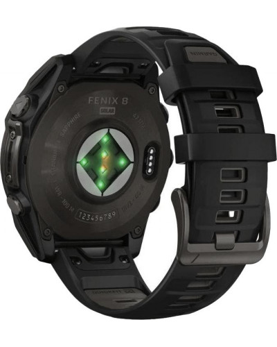 Смарт-годинник Garmin Fenix 8 51mm Solar Sapphire Carbon Gray DLC Titanium w. Black/Pebble Gray S. Band (010-02907-10/11/7