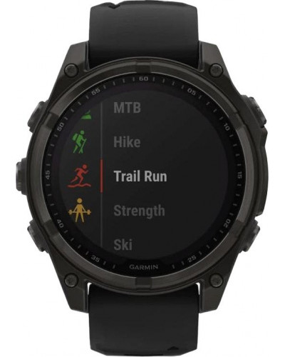 Смарт-годинник Garmin Fenix 8 51mm Solar Sapphire Carbon Gray DLC Titanium w. Black/Pebble Gray S. Band (010-02907-10/11/7