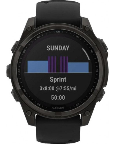 Смарт-годинник Garmin Fenix 8 51mm Solar Sapphire Carbon Gray DLC Titanium w. Black/Pebble Gray S. Band (010-02907-10/11/7