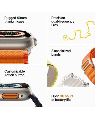 Смарт-годинник Apple Watch Ultra GPS + Cellular 49mm Titanium Case with Yellow Ocean Band (MNH93/MNHG3/MNHN3)