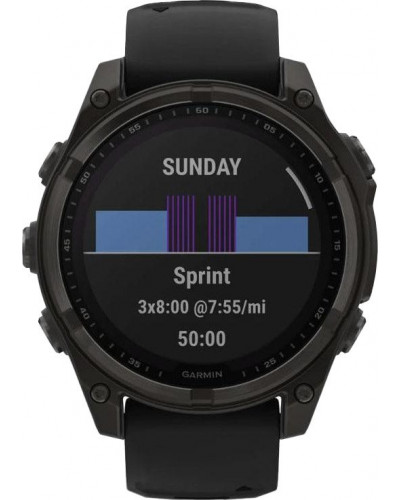 Смарт-годинник Garmin Fenix 8 47mm Solar Sapphire Carbon Gray DLC Titanium w. Black/Pebble Gray S. Band (010-02906-10/11/7