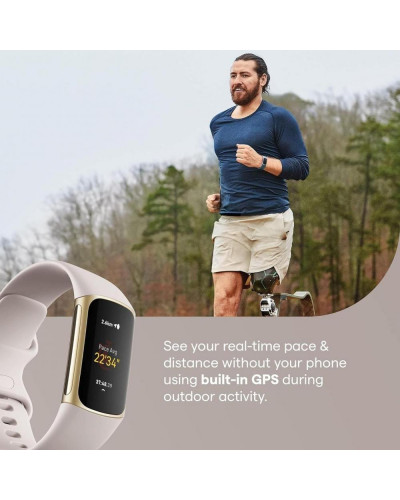 Фітнес-браслет Fitbit Charge 5 Lunar White/Soft Gold Stainless Steel (FB421GLWT)