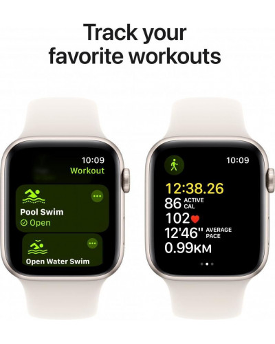 Смарт-годинник Apple Watch SE 2 GPS 44mm Starlight Alu. Case w. Starlight Sport Band - S/M (MXEU3)