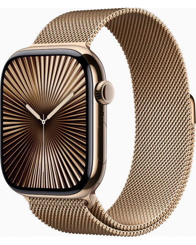 Смарт-годинник Apple Watch Series 10 GPS + Cellular 46mm Gold Titanium Case w. Gold Milanese Loop - S/M (MC7T4)