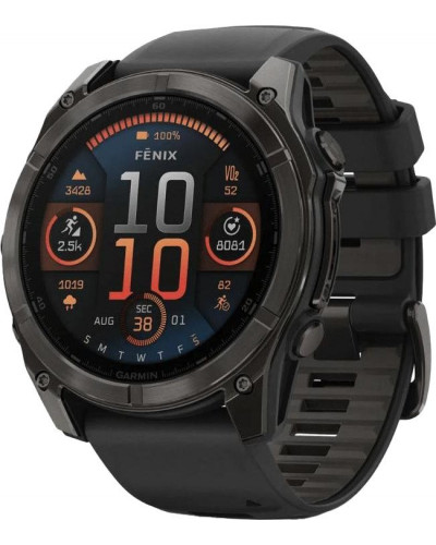 Смарт-годинник Garmin Fenix 8 51mm AMOLED Sapphire Carbon Gray DLC Titanium w. Black/Pebble Gray S. Band (010-02905-20/21/