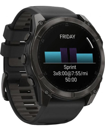 Смарт-годинник Garmin Fenix 8 51mm AMOLED Sapphire Carbon Gray DLC Titanium w. Black/Pebble Gray S. Band (010-02905-20/21/