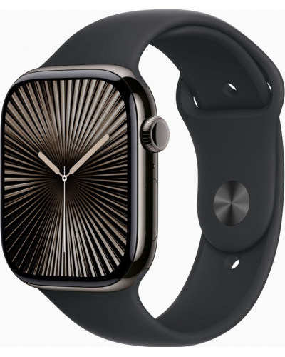 Смарт-годинник Apple Watch Series 10 GPS + Cellular 46mm Slate Titanium Case w. Black Sport Band - M/L (MWYE3)