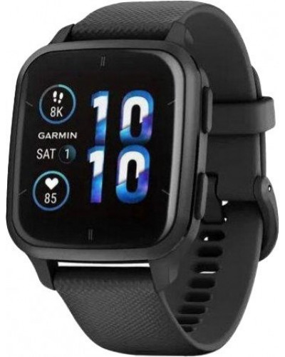 Смарт-годинник Garmin Venu Sq 2 – Music Edition Slate Aluminum Bezel with Black Case and Silicone Band (010-02700-00/10/80