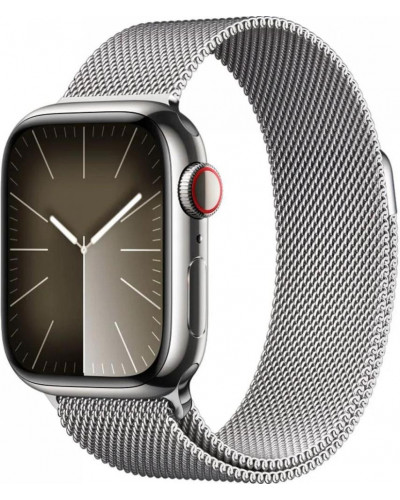 Смарт-годинник Apple Watch Series 9 GPS + Cellular 41mm Silver S. Steel Case w. Silver Milanese Loop (MRJ43)