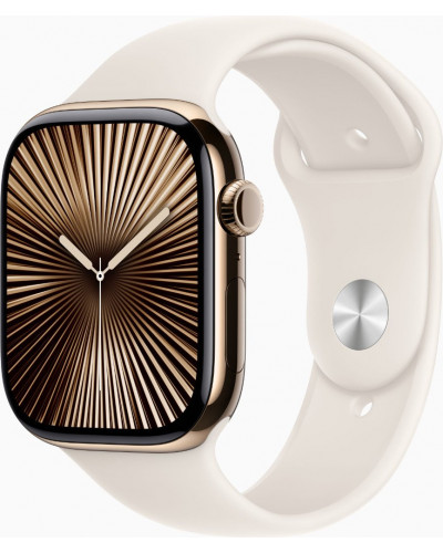 Смарт-годинник Apple Watch Series 10 GPS + Cellular 46mm Gold Titanium Case w. Starlight Sport Band - M/L (MWYY3)