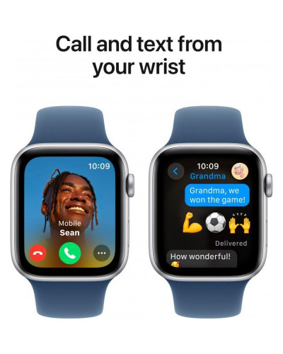 Смарт-годинник Apple Watch SE 2 GPS 44mm Silver Aluminium Case w. Denim Sport Band - S/M (MXEQ3)