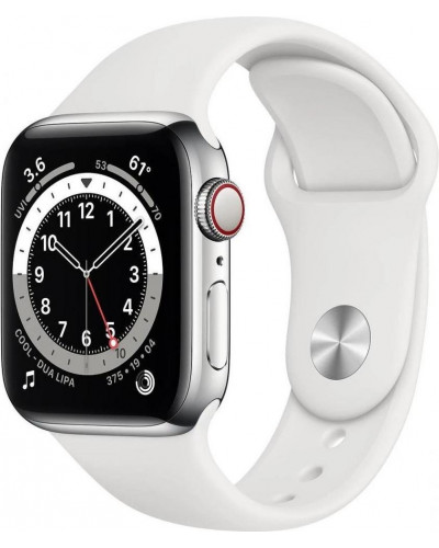 Смарт-годинник Apple Watch Series 6 GPS + Cellular 40mm Silver Stainless Steel Case w. White Sport B. (M02U3)
