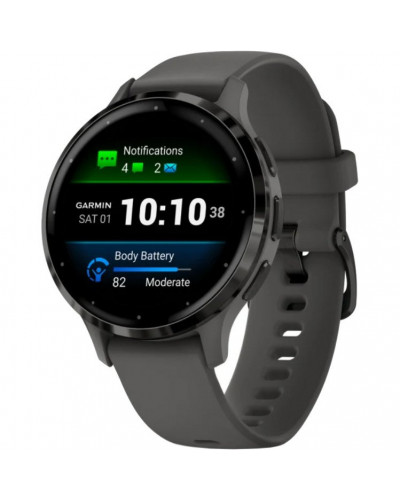 Смарт-годинник Garmin Venu 3S Slate S. Steel Bezel w. Pebble Gray Case and S. Band (010-02785-00/50)