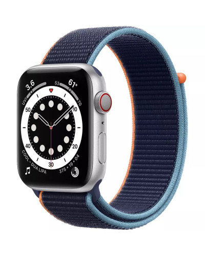 Смарт-годинник Apple Watch SE GPS + Cellular 44mm Silver Aluminum Case w. Deep Navy Sport L. (MYEN2)