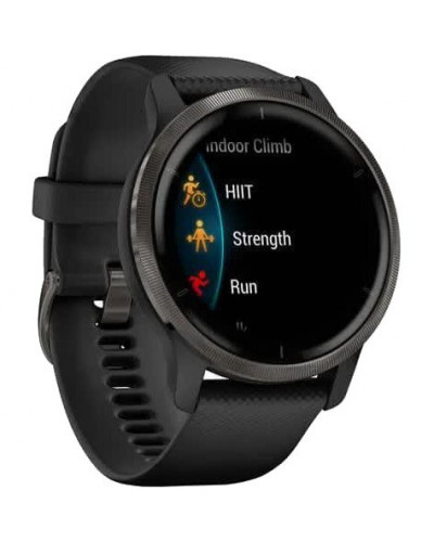 Смарт-годинник Garmin Venu 2 Slate Stainless Steel Bezel with Black Case and Silicone Band (010-02430-11/01)