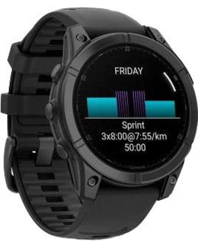 Смарт-годинник Garmin Fenix E 47mm AMOLED Slate Gray Steel with Black Silicone Band (010-03025-03/01/13)
