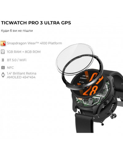 Смарт-годинник Mobvoi TicWatch Pro 3 GPS Shadow Black (WH12018)
