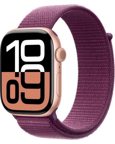 Смарт-годинник Apple Watch Series 10 GPS 46mm Rose Gold Aluminum Case w. Plum Sport Loop (MWWV3)