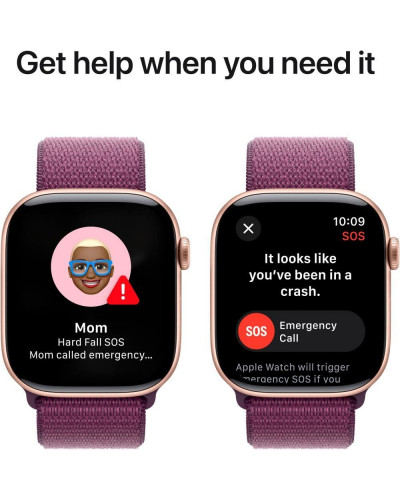 Смарт-годинник Apple Watch Series 10 GPS 46mm Rose Gold Aluminum Case w. Plum Sport Loop (MWWV3)