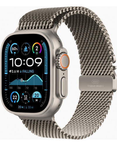 Смарт-годинник Apple Watch Ultra 2 GPS + Cellular 49mm Natural Titanium Case w. N. Titanium Milanese Loop - S (MX4M3)