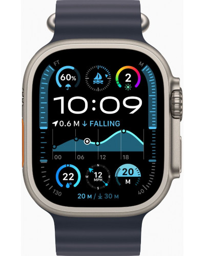 Смарт-годинник Apple Watch Ultra 2 GPS + Cellular 49mm Natural Titanium Case w. Navy Ocean Band (MX4D3)