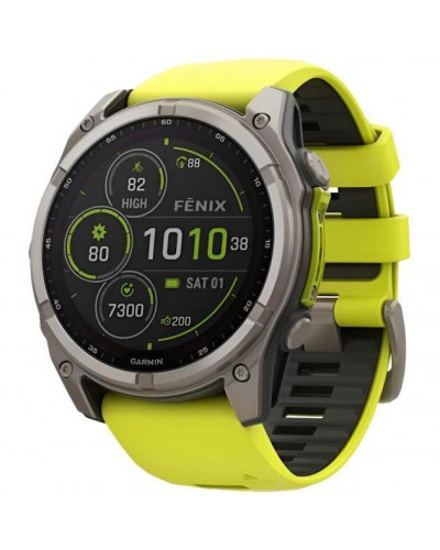 Смарт-годинник Garmin Fenix 8 51mm Solar Sapphire Titanium w. Amp Yellow/Graphite Silicone Band (010-02907-20/21)